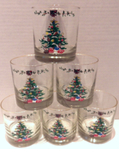 (6) Christmas Tree Angel Topper Old Fashion Glasses Gold Rim Toys Presents - $26.00