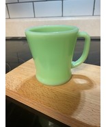  Vintage flat bottom D-handle Jadeite Fire King Oven Ware coffee mug - $54.88 CAD