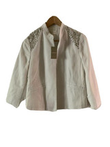 Chico&#39;s Jacket Quilted cotton Jeweled pattern Optic white size 0 lined - £37.19 GBP