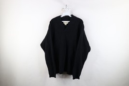 Vtg 90s Eddie Bauer Mens XLT Distressed Wool Ribbed Knit V-Neck Sweater ... - $39.55