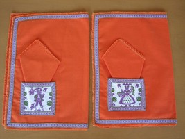 Placemats and Napkins Orange Vintage Country Folk Farm Theme 1960s or 70... - $9.96