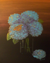 Modern Contemporary Floral Aceo (2.5x3.5) Print &quot;Hydrangeas&quot; - £3.98 GBP