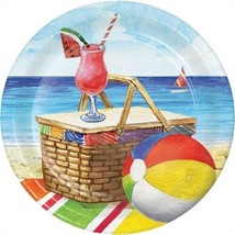 Breezy Beach 7 Inch Paper Plates Drinks Beach Picnic Summer Party Decora... - $13.99