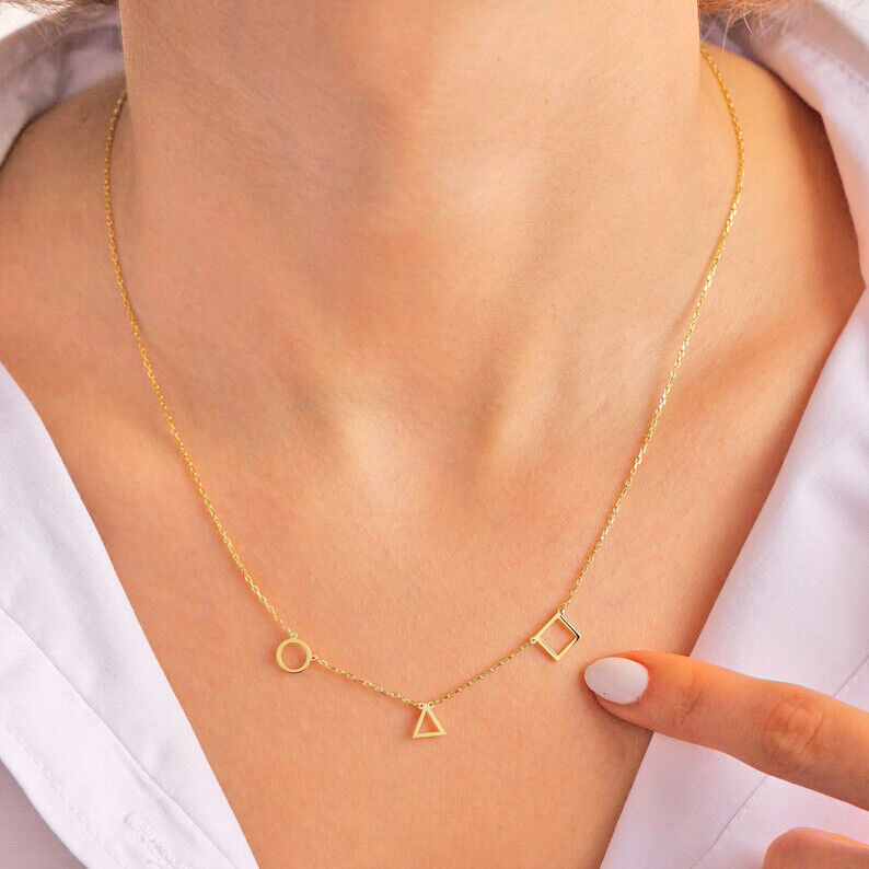 14K Yellow Gold Plated Silver Symbols Necklace Women&#39;s Day Gift - $18.69