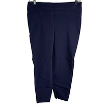 Emma James Mid Rise Trouser Pants 4 Petite Navy Blue Pockets Zip Stretch - $25.97