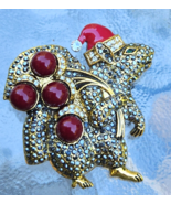 Austrian Crystal Christmas Squirrel in Santa Cap Red Resin Multi Color B... - $12.95