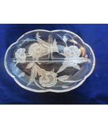 Crystal Frosted floral &quot;Poppies?&quot; 3-part Relish Dish Server - free shipping - $25.69