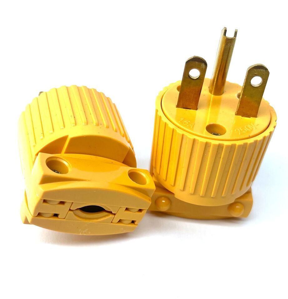 Lot of 2 NEMA 6-15P 220V/240V 15Amp Replacemen​t Rewired Male Plug Flat ... - $9.94