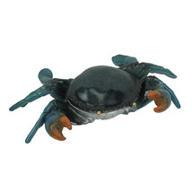 Hand Painted Metal Blue Crab Trinket Box With Hinged Lid 9.5 Inches Long - $29.68