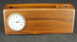 Business Card Holder w/Clock ~ Woodessen ~ Walnut, Solid Wood, Free Shipping NEW - £8.52 GBP