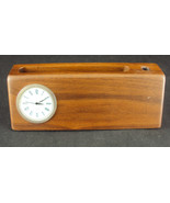 Business Card Holder w/Clock ~ Woodessen ~ Walnut, Solid Wood, Free Ship... - $10.73