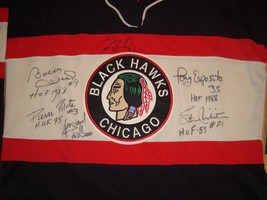 RARE Chicago Blackhawks HULL PILOTE SAVARD ESPOSITO MIKITA ROENICK JERSE... - $1,979.99