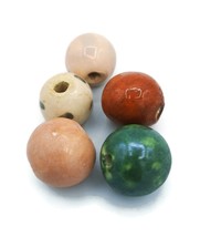 5Pcs Assorted Round Ceramic Beads for Jewelry Making Handmade Artisan Clay Beads - £12.18 GBP