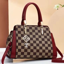  Women&#39;s Fashion Bag Color Contrast Printed Plaid Portable Shoulder Bag - £33.26 GBP