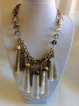 Fashion Gold Tone tassels Glass drop charms chain cluster pendants neckl... - £27.59 GBP