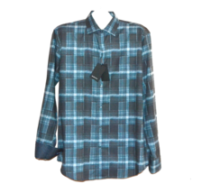 Bugatchi Men&#39;s Midnight Blue  Plaids Cotton Button Up Shirt Size L - £80.39 GBP