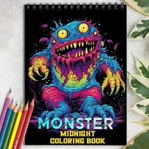 Midnight Monster Spiral-Bound Coloring Book to Relax and Unwind - £13.30 GBP
