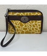 Fossil Key Per Coated Canvas Giraffe Yellow Wristlet Wallet Keyhole Logo... - $23.32 CAD
