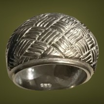 Vtg Sterling Silver Woven Basket Weave Dome Open Work Ring - Sz 7.    6/19 - £35.66 GBP