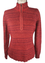 WOOLRICH Tanglewood Old Red Heather 3/4 Zip Mock Neck Knit Sweater Women Size M - £39.89 GBP