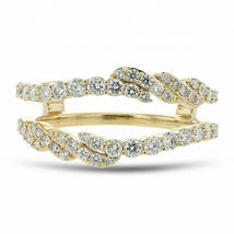 1.30Ct Round Cut Diamond 14k Yellow Gold Over Enhancer Wrap Anniversary Ring - £65.15 GBP