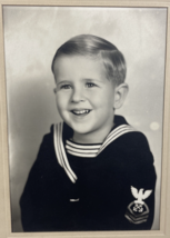Vintage Antique Portrait Photo Little Sailor Boy 6.5&quot; x 4.5&quot; In Frame Ca... - $19.79