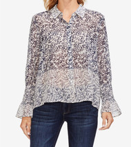 Vince Camuto Womens Tranquil Petals Button Up Blouse,Pearl Ivory,Medium - £32.07 GBP