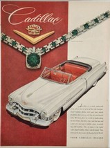 1953 Print Ad Cadillac Convertible White with Red Interior Standard of t... - $20.68