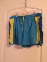  Adidas Women&#39;s Blue and Yellow Shorts Elastic Waist Athletic Size Large - $29.10