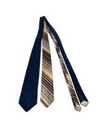 Vintage Jerry Leonard Big and Tall Polyester Neckties Lot of 2 Blue Brow... - $22.50