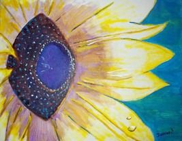 Modern Floral Aceo (2.5x3.5) Print &quot;Sunflower&quot; - $4.99