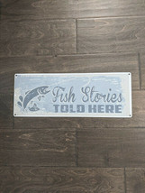 16&quot; FISH Stories  3d cutout retro USA STEEL plate display ad Sign - £35.69 GBP