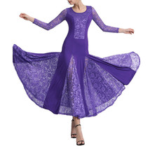 Womens Patchwork Wide Hemline Dress Elegant Purple - £12.27 GBP