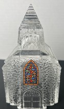 Vintage  Pressed Clear Glass Church Stained Glass Figurine - £10.89 GBP