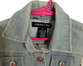 LIMITED TOO Girl's Cropped Blue Denim Vest Button Up Sleeveless Freyed Size 4 image 4