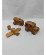 Lot Of (3) Vintage Wooden Children&#39;s Toys Car Airplane - $24.75