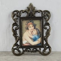 Vintage Small Brass Filigree Frame Made in Italy  - Mom and Daughter Image - $19.34