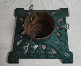 Green Cast Iron Christmas Tree Stand Vintage John Wright  14&quot; Heavy - £40.08 GBP