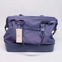 NEW BEIS The Weekender Travel Bag NAVY  BLUE Canvas Leather Zippered Duf... - £69.90 GBP