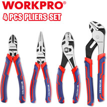 WORKPRO 4-Piece Pliers Set, Premium CR-V Construction Pliers Tool Sets Red NEW - £41.55 GBP