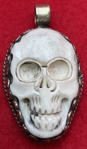 Tantric Buddhist Carved Bone Skull Of Impermanence Pendant - £23.70 GBP