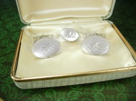 Sterling Starburst Cuff links Tie tack Original box Lord Crosby  Cufflinks Vinta - £113.91 GBP