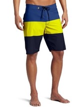 Men&#39;s Volcom V4 S Stripe Mod Boardshorts Blue/Navy/Yellow Green Stripes New $60 - £28.63 GBP