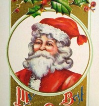 Christmas Postcard Santa Claus Antique Embossed Original X-mas Greetings Card - £9.49 GBP