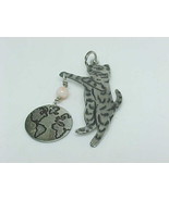STERLING SILVER CAT Jewelry Art PENDANT/CHARM - Designer  - FREE SHIPPING - $48.00
