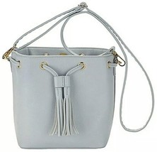 Women&#39;s Faux Leather Small Bucket Shoulder Bag Light Silver Blue Gray NWT - £13.29 GBP