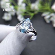 natural sky blue topaz 2.3ct gemstone Ring  rea colorful gemstone 925 sterling s - £26.38 GBP