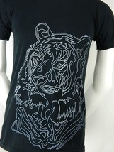 American Apparel 50/50 Blend White Tiger Graphic Print Black T Shirt Small S - £18.34 GBP