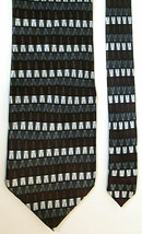 KNIGHTSBRIDGE 100% Silk Tie Charcoal Burgundy Silver Geometric Pattern - $13.00