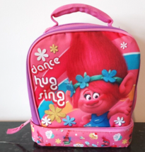 Dreamworks Trolls Dual Compartment Lunch Bag  POPPY Pink/Purple Dance Hug Sing - £11.59 GBP